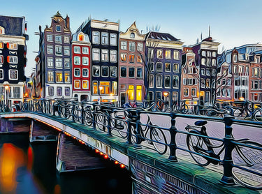 Diamond Painting Abstract Amsterdam met Ronde steentjes 80x100cm - Beste Kwaliteit
